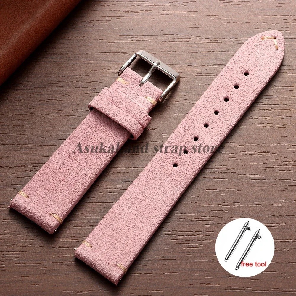 18 19 20 21 22 MM Soft Suede Leather Vintage Strap Watch Band Quick Release