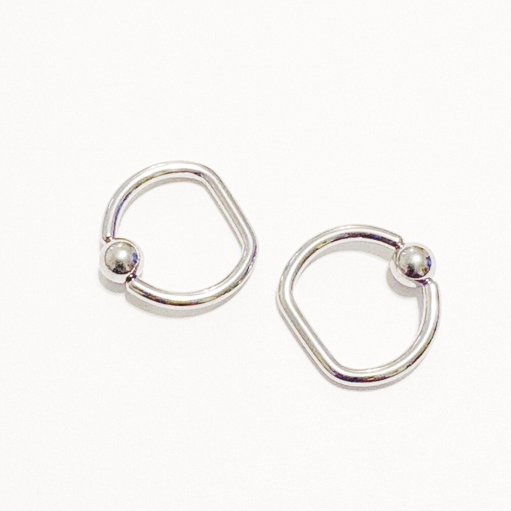 PAIR “D” SHAPE 316L Surgical Steel 14, 12 & 10g 12mm Diameter 5mm Balls.