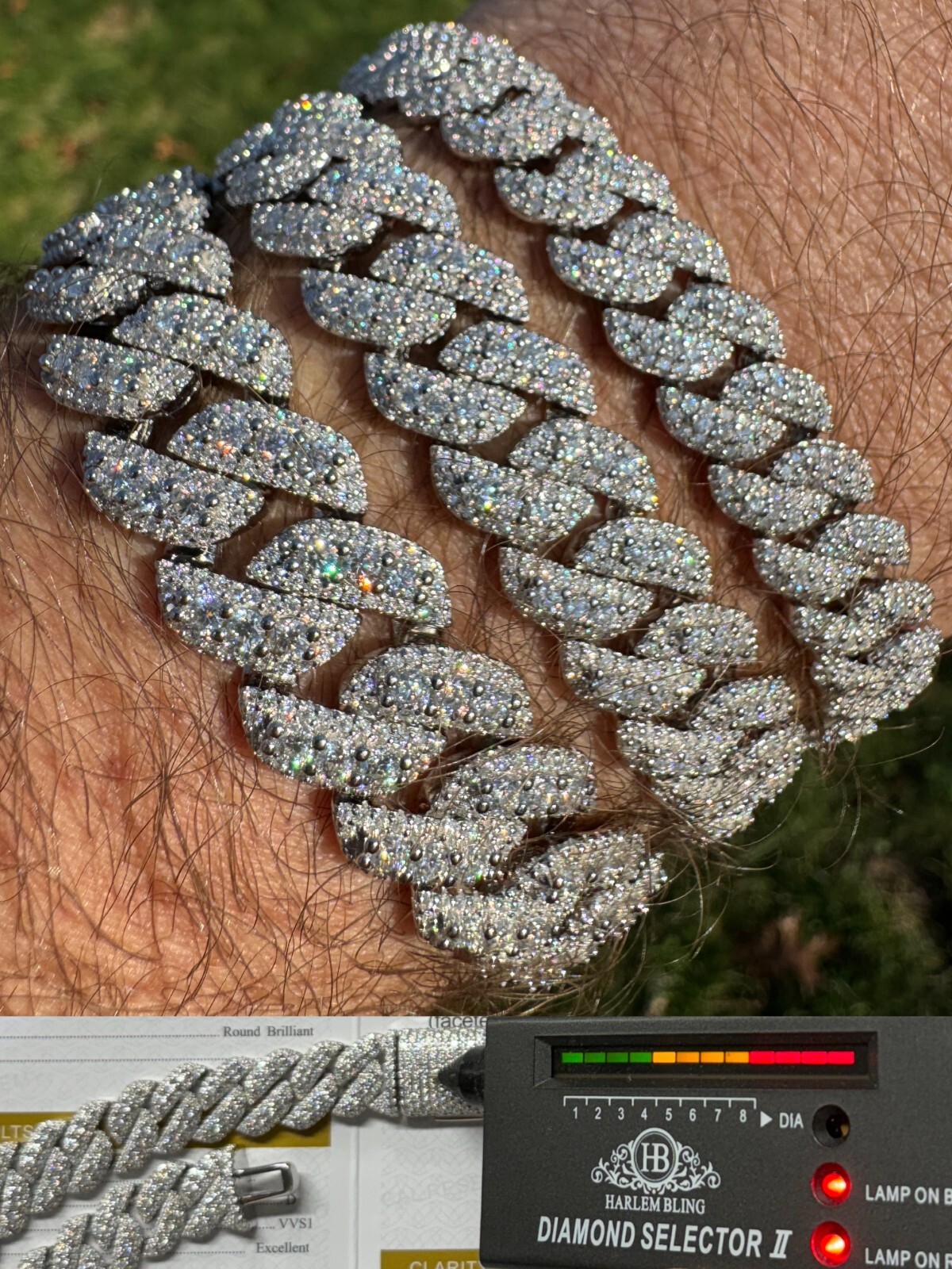 MOISSANITE Real Miami Cuban Prong Link Iced Hip Hop 925 Silver Bracelet 7-9″