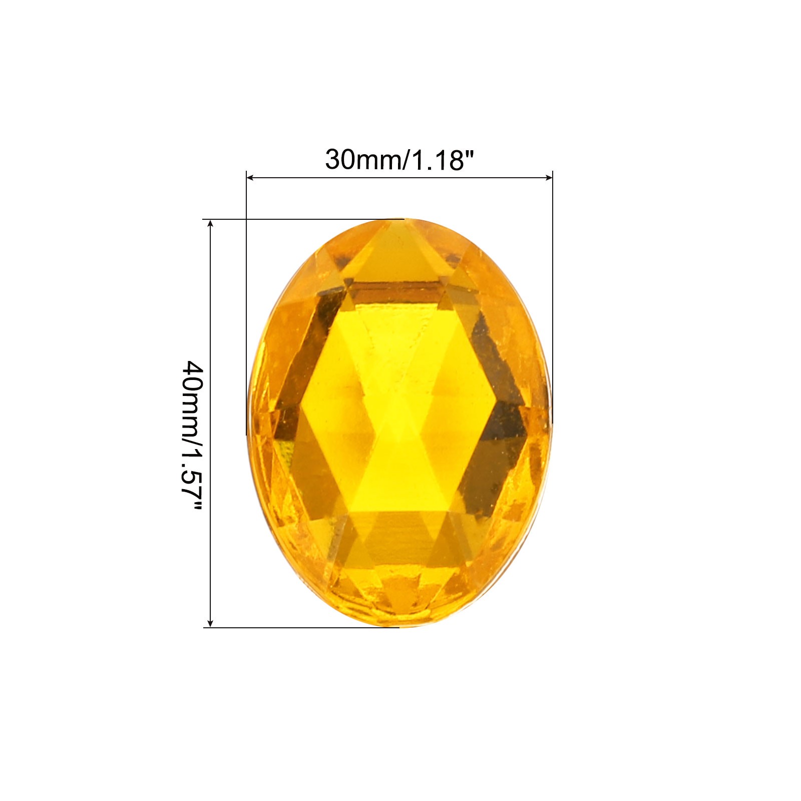 10Pcs Acrylic Oval Gems 30×40 mm Flat Back Rhinestones DIY Gold