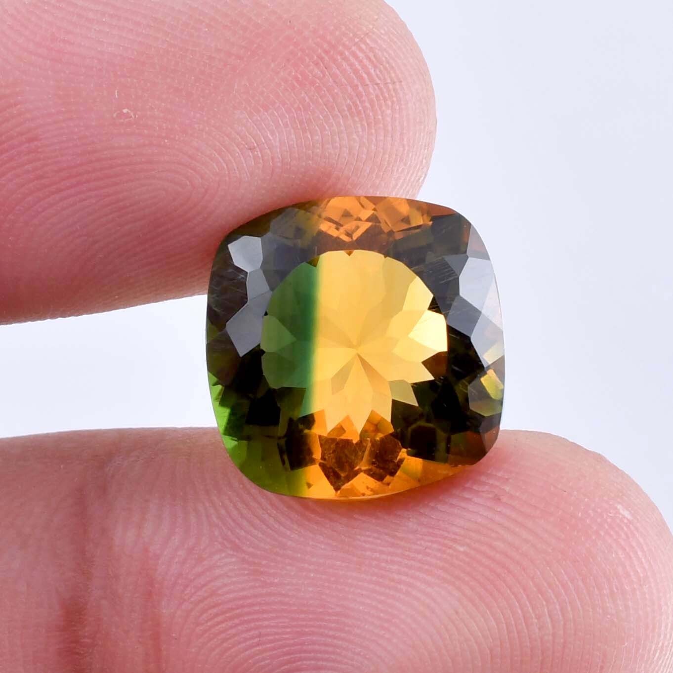 Flawless Natural Bi-Color Yellow Green Tourmaline (GIT Certified) Loose Gemstone