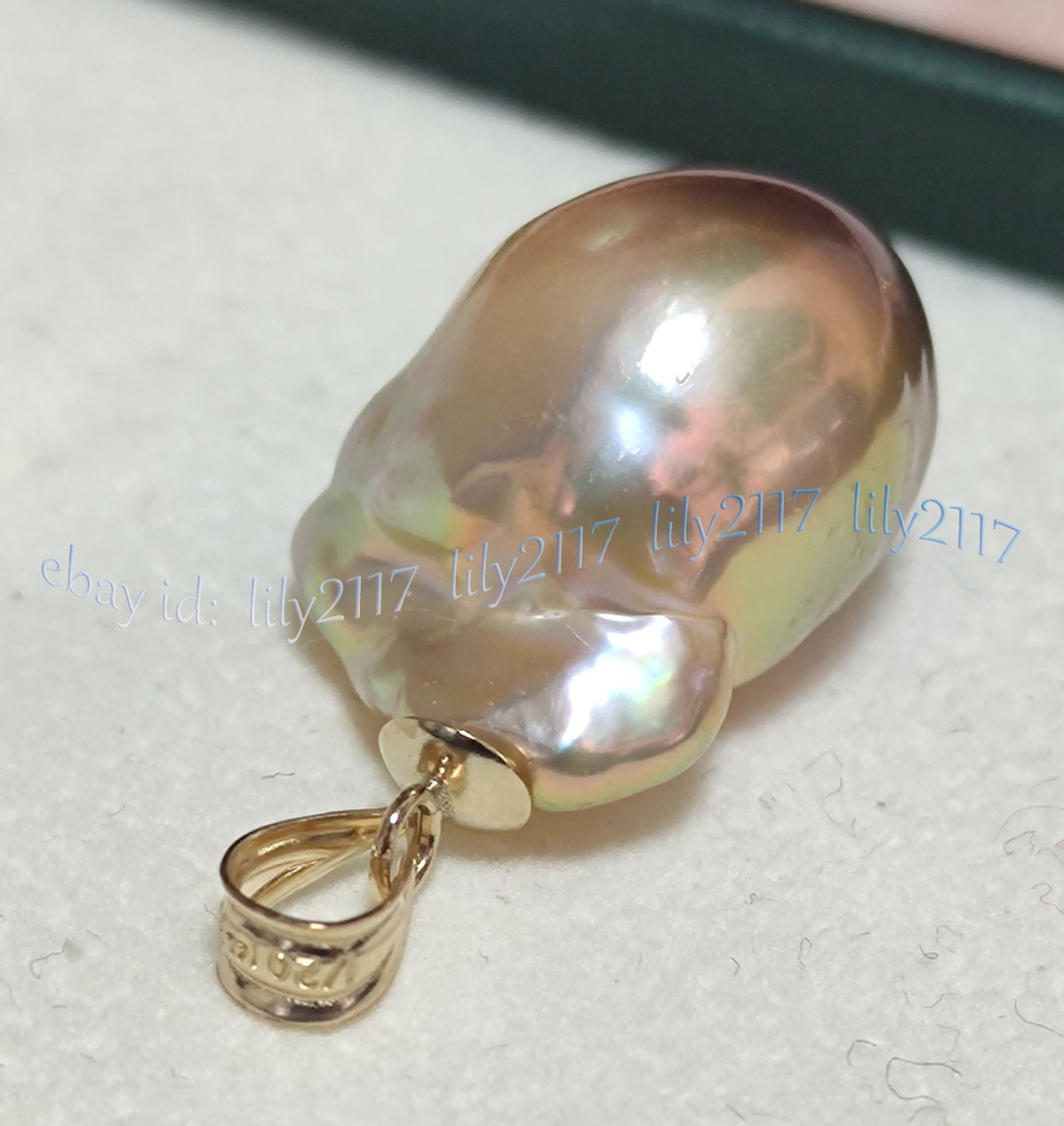 Huge 15-25mm Real Natural Multicolor South Sea Baroque Pearl Pendant 14k gold