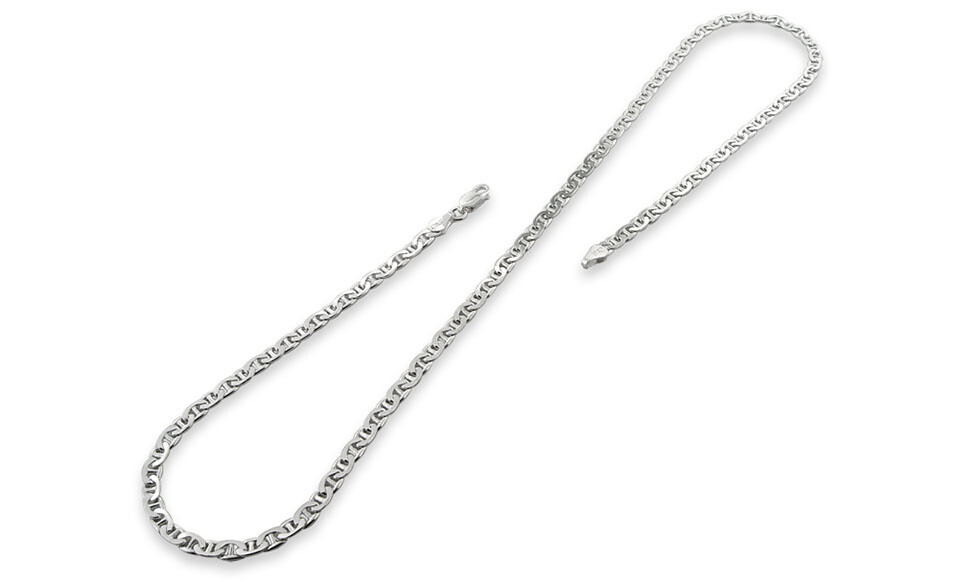 Italian .925 Sterling Silver 3.5MM Flat Mariner Link Chain Necklace 18″ – 36″
