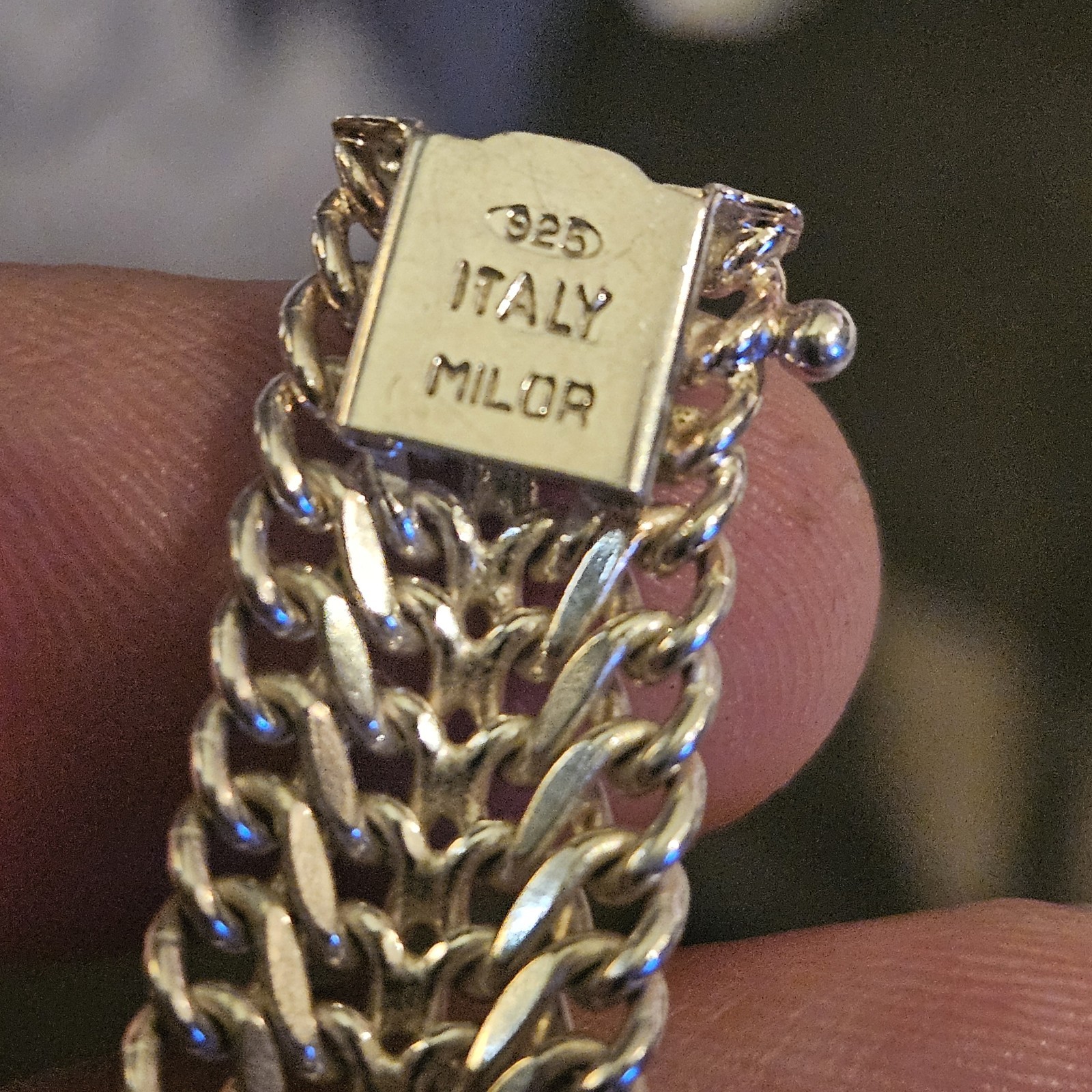 Milor Italy Double Interwoven Curb Link Chain Sterling Bracelet Sz 8.0