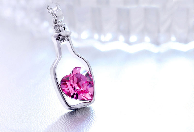 Love Bottle Silver Plated Girl Charm Necklace Gift Women Pendant Fashion Jewelry