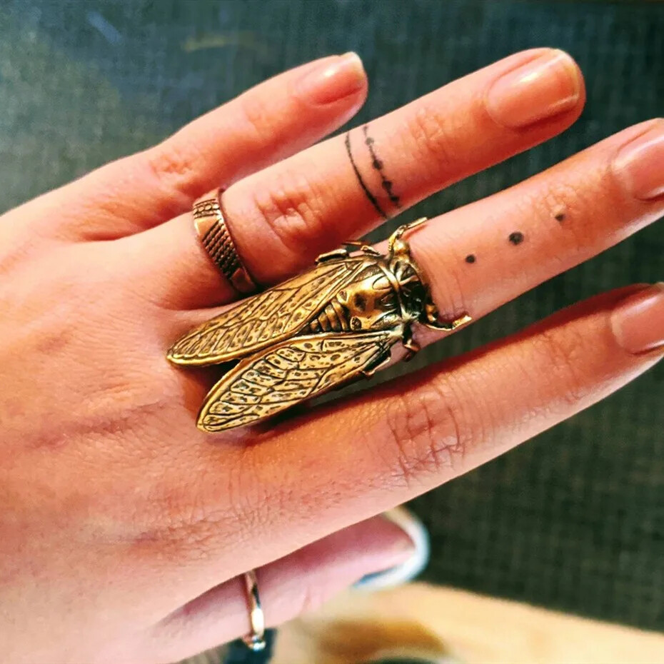 New Women Insect Men Large Cicada Ring Adjustable Rings Gothic Fashion Jewelry