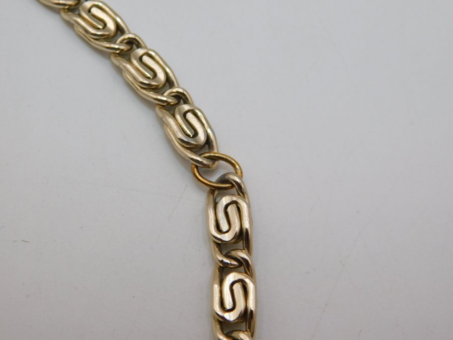 C364-VINTAGE NECKLACE~GOLD TONE CHAIN/UNIQUE LINKS~25″