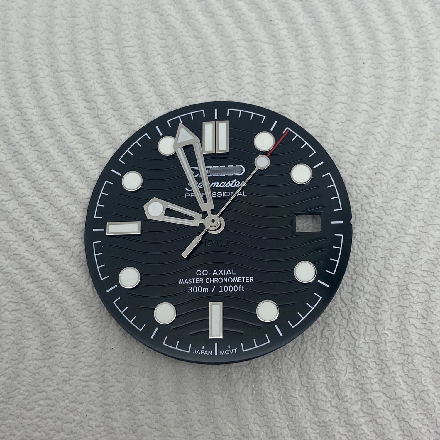 31mm Ripple Pattern Watch Dial+Hands Green Lume For NH35 Movement Watch Parts