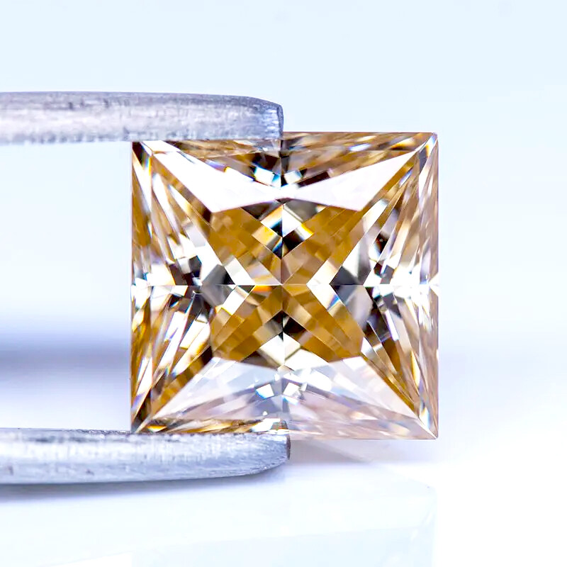 Princess Square Cut Moissanite Loose Stone Champagne VVS1 GRA Lab-Created Gems