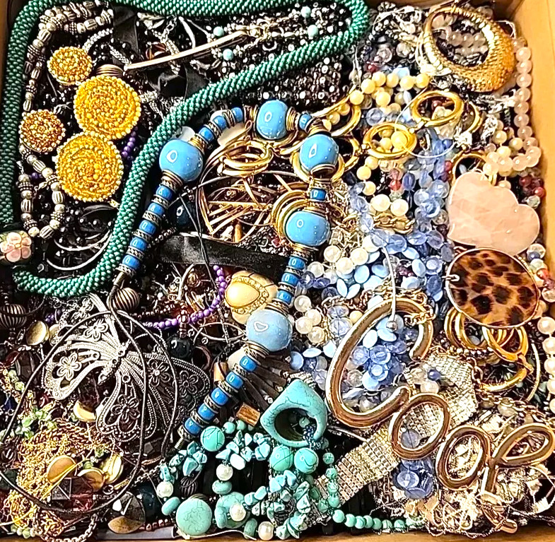 3 Lbs + Unsorted Huge Lot Vtg Jewelry Vintage New Junk & Wear Resell Tangled In