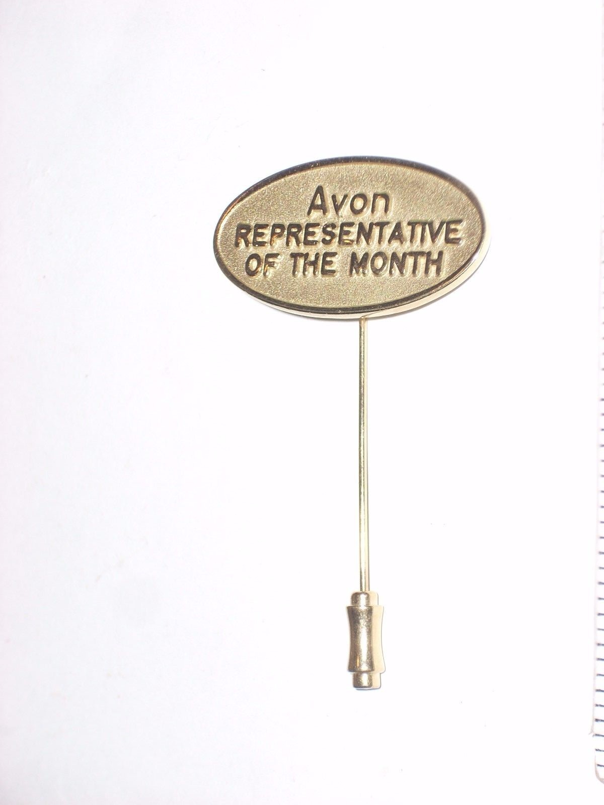 Vintage GoldTone Avon Representative of the Month 2 1/4″ Stick Hat Pin