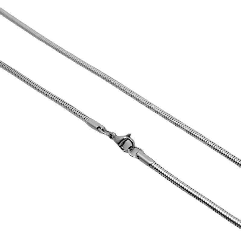 DIY Stainless Steel Silver Round Snake Pendant Chain Necklace Women Men 16-30”