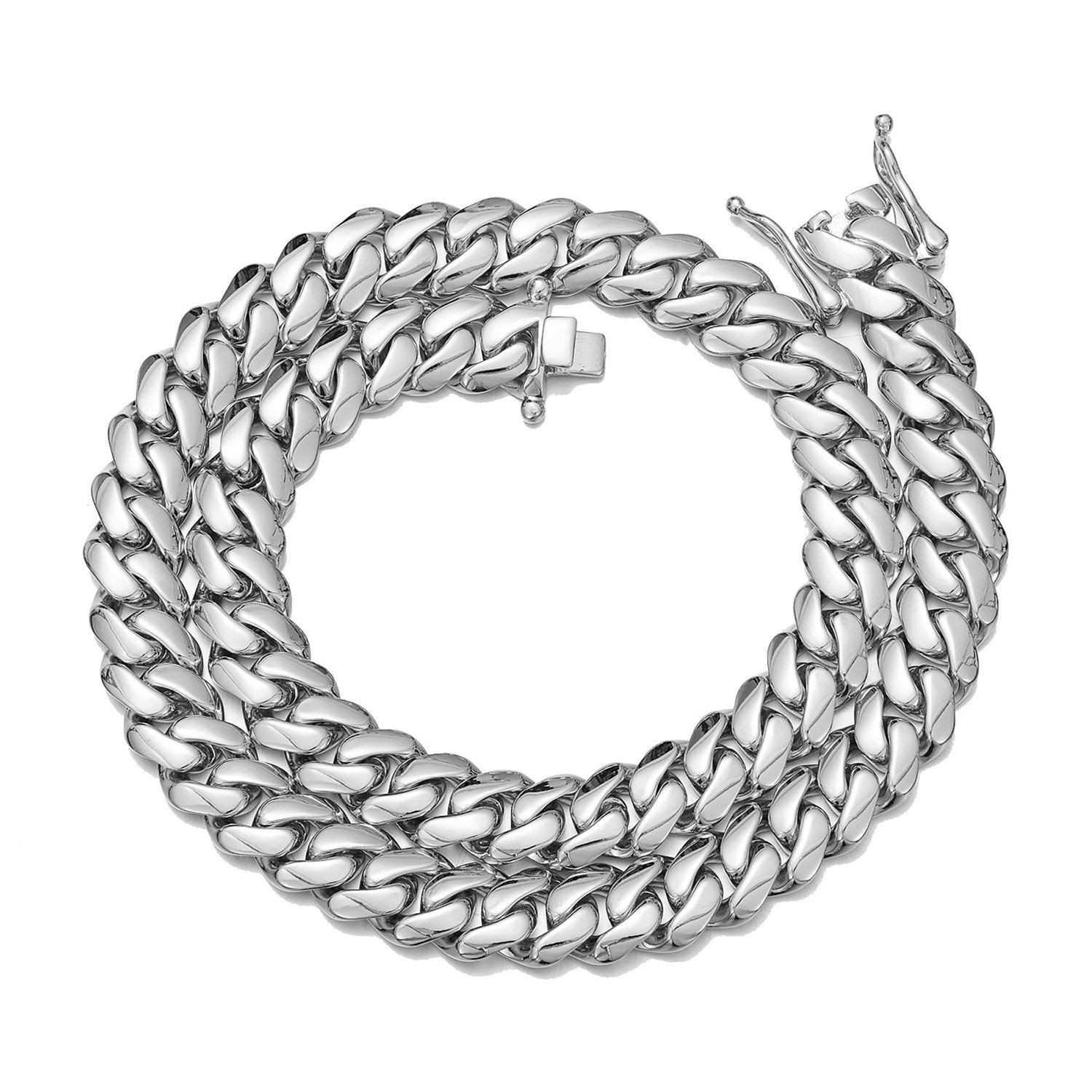 Heavy 6-20mm Miami Cuban Link Chain Silver Stainless Steel Necklace for Men Boys