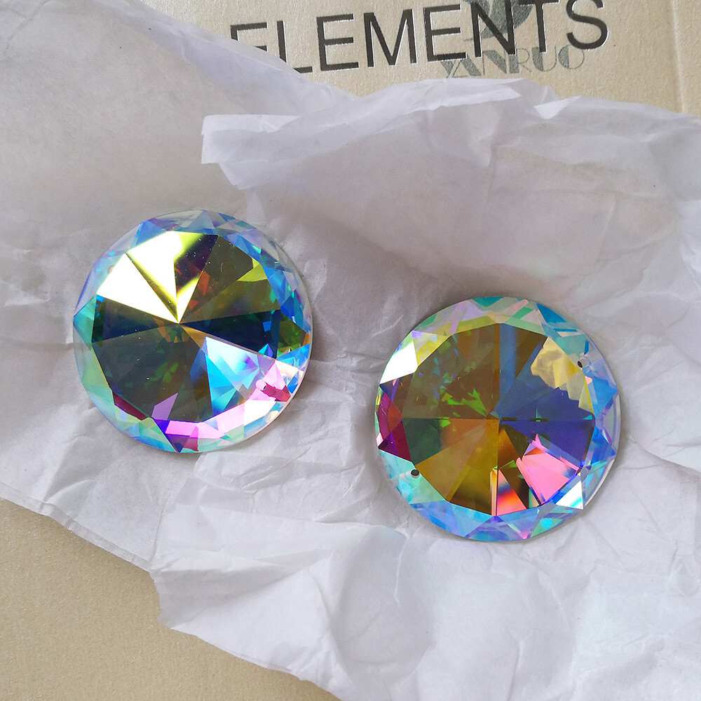 2003TH AB Round Flatback Rhinestone Sew On Strass Stones 16,18,20,25,35,40,45mm