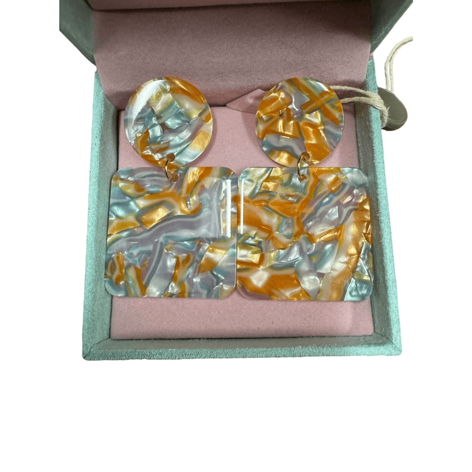 Valet Studio NWT Abigail Earrings in Sky Blue and Orange