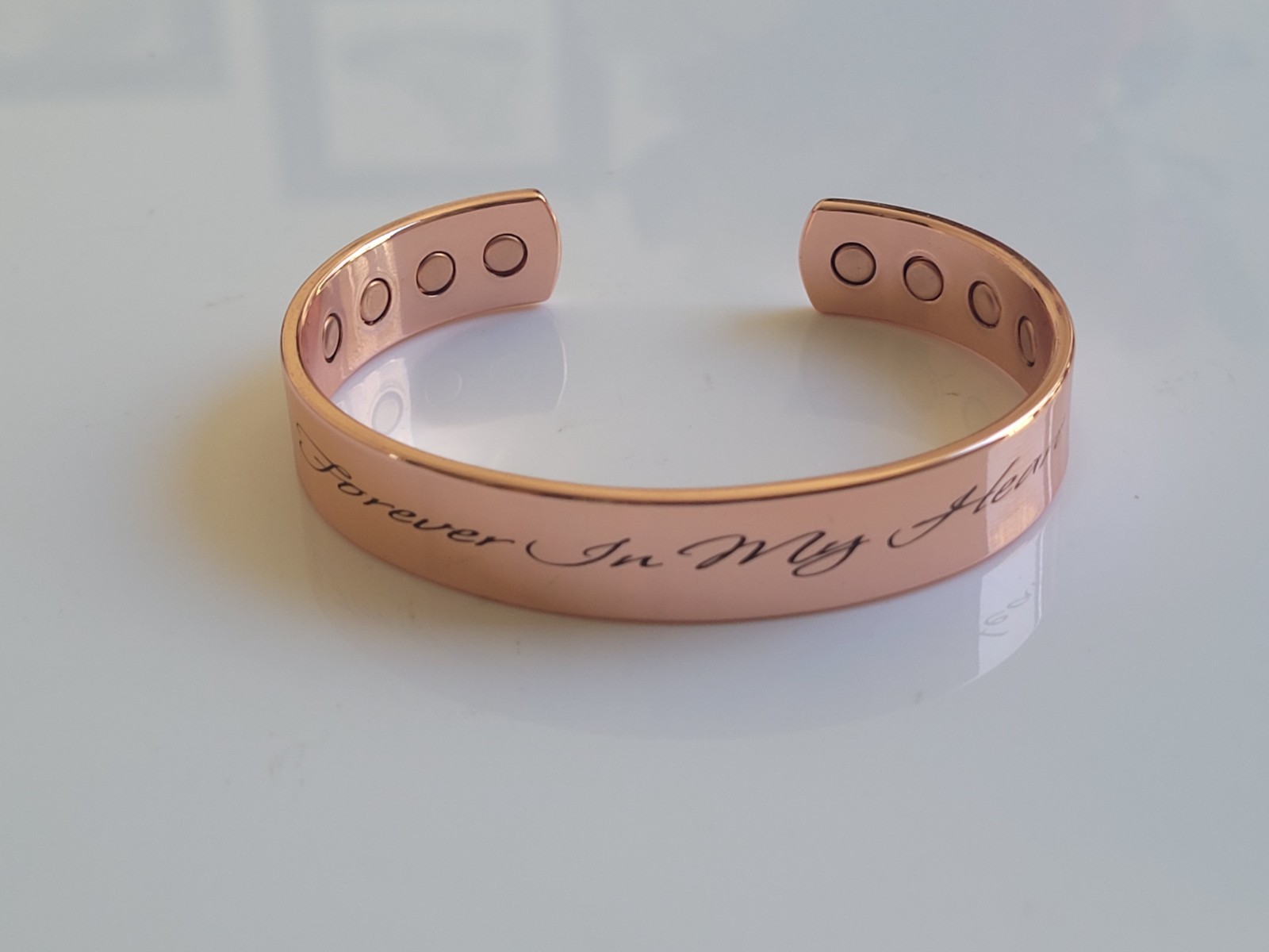 Pure Solid Copper Magnetic Bracelet Arthritis Pain 12mm Cuff Forever In My Heart