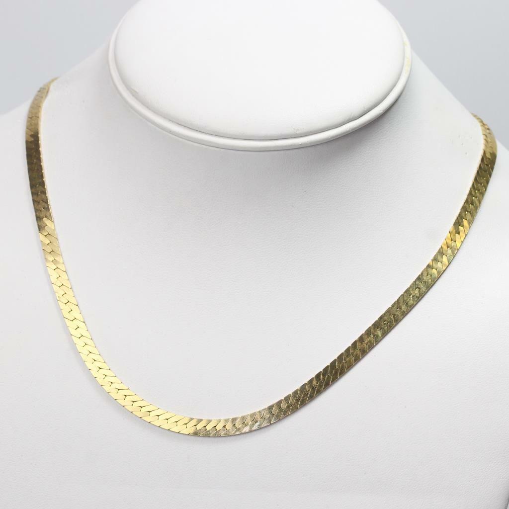 Men&Womens Genuine 18K Gold Filled Italian 16-24″ Flat Snake Chain Necklace C764