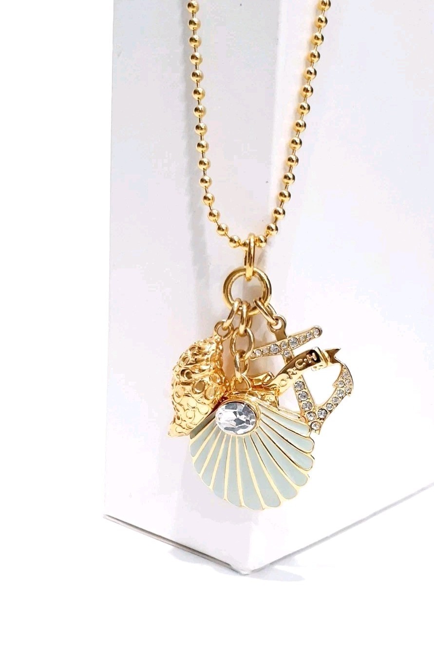 Coach Seashell Nautical Beach Charm Necklace Rare SEE DESCRIPTION Free Ship!