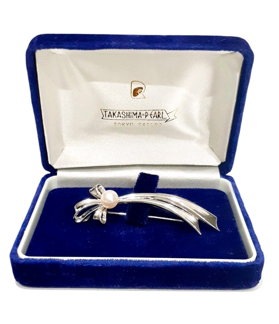 Vintage Sterling Silver Takashima Pearl Brooch Rare SEE DESCRIPTION Free Ship!