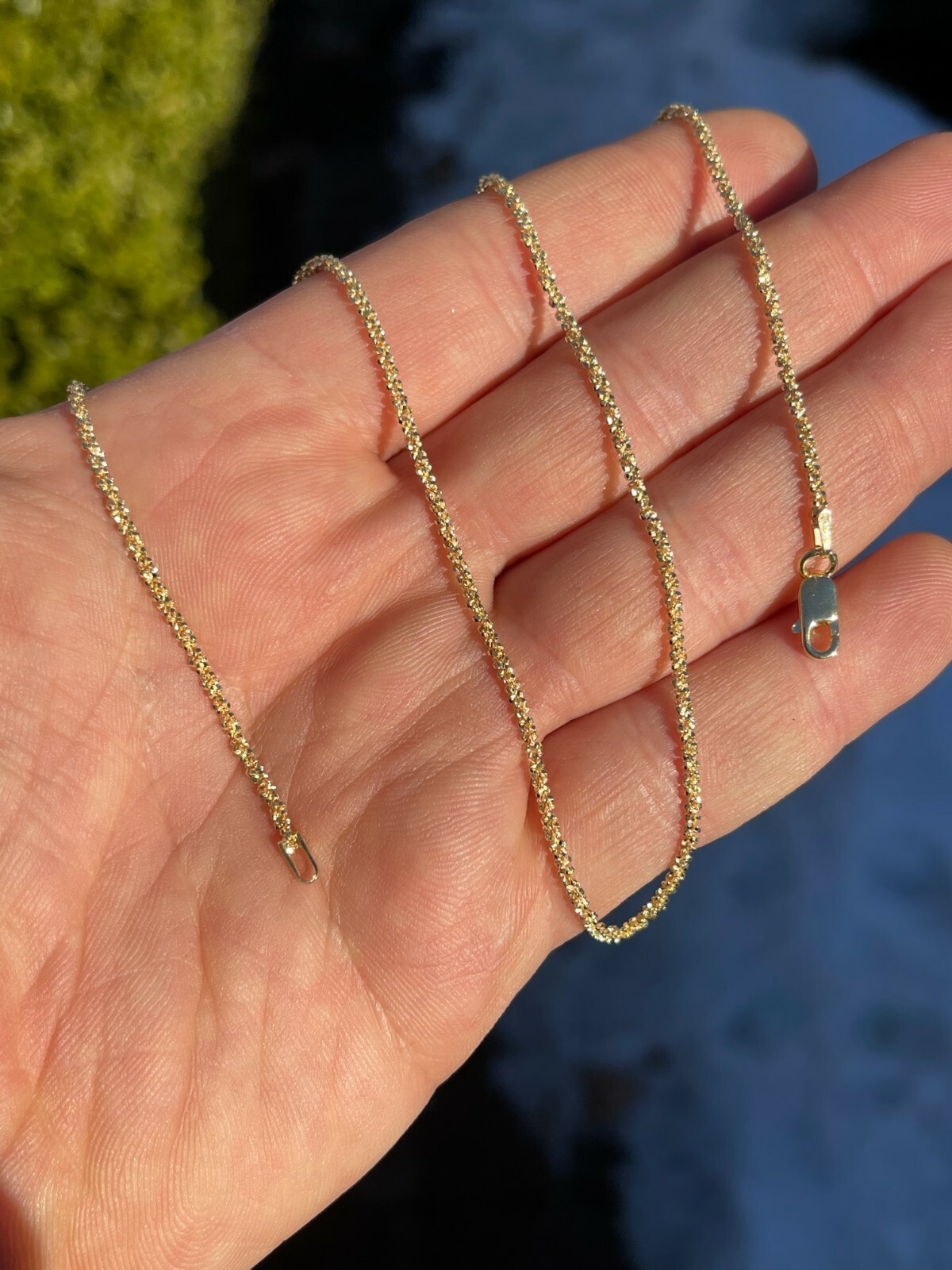 Mens Womens 14k Gold Plated Solid 925 Sterling Silver Hip Hop Sparkle Rope Chain