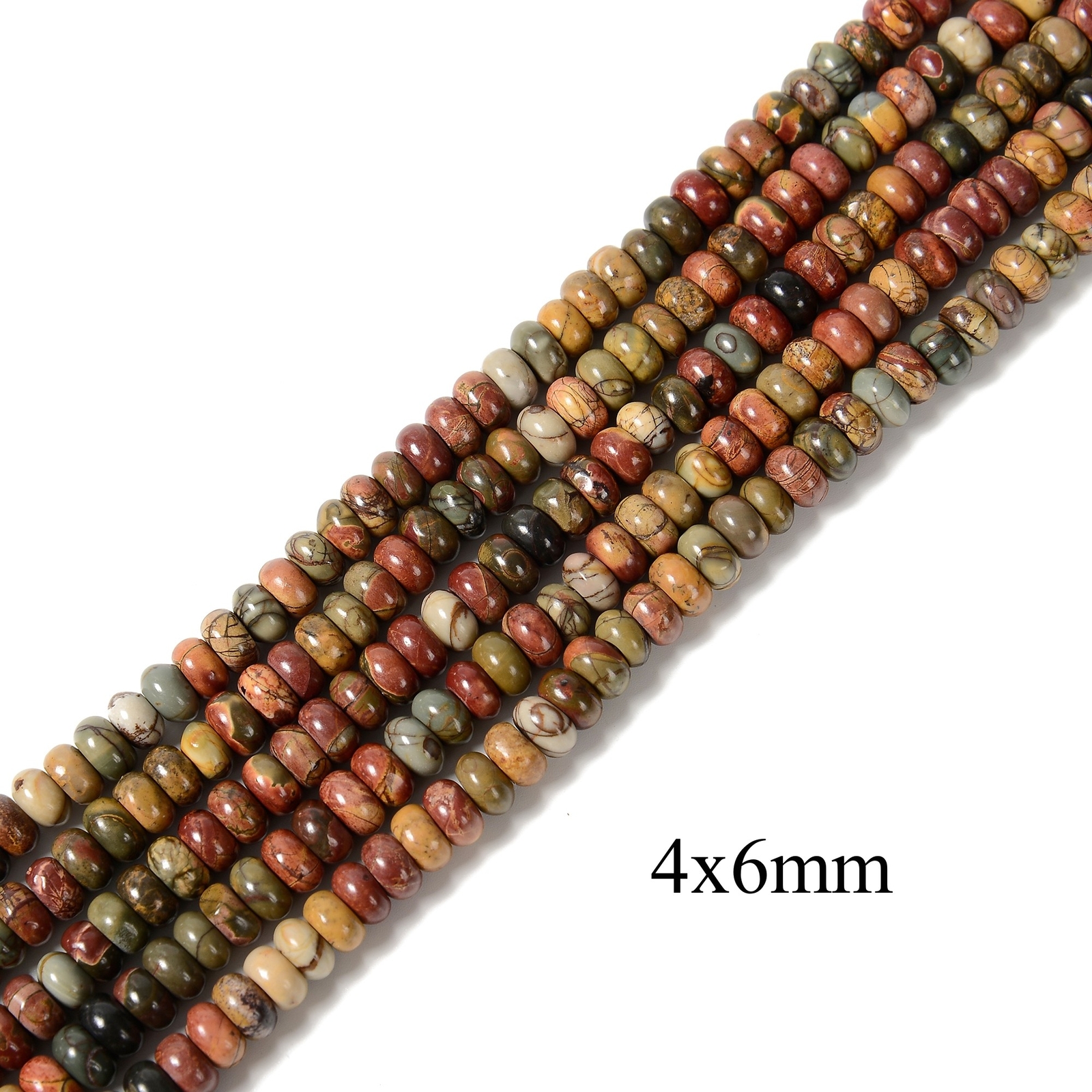 Red Creek Jasper Smooth Rondelle Beads 2x4mm 4x6mm 5x8mm 6x10mm 15.5″ Strand