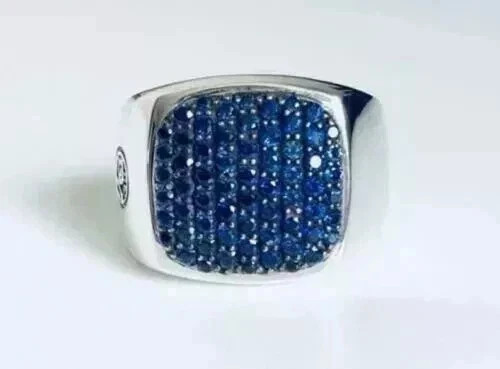 4Ct Round Cut Lab-Created Sapphire Men’s Engagement Ring 14K White Gold Plated
