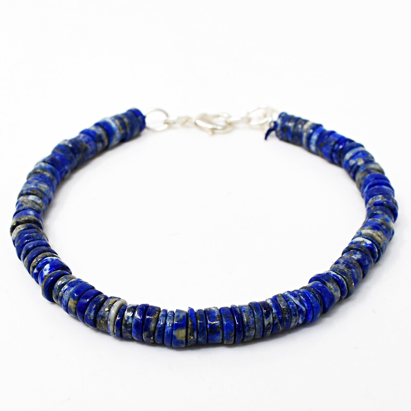 83 Cts Earth Mined 7″ Long Blue Lapis Lazuli Rondelle Beads Bracelet JK-01E277