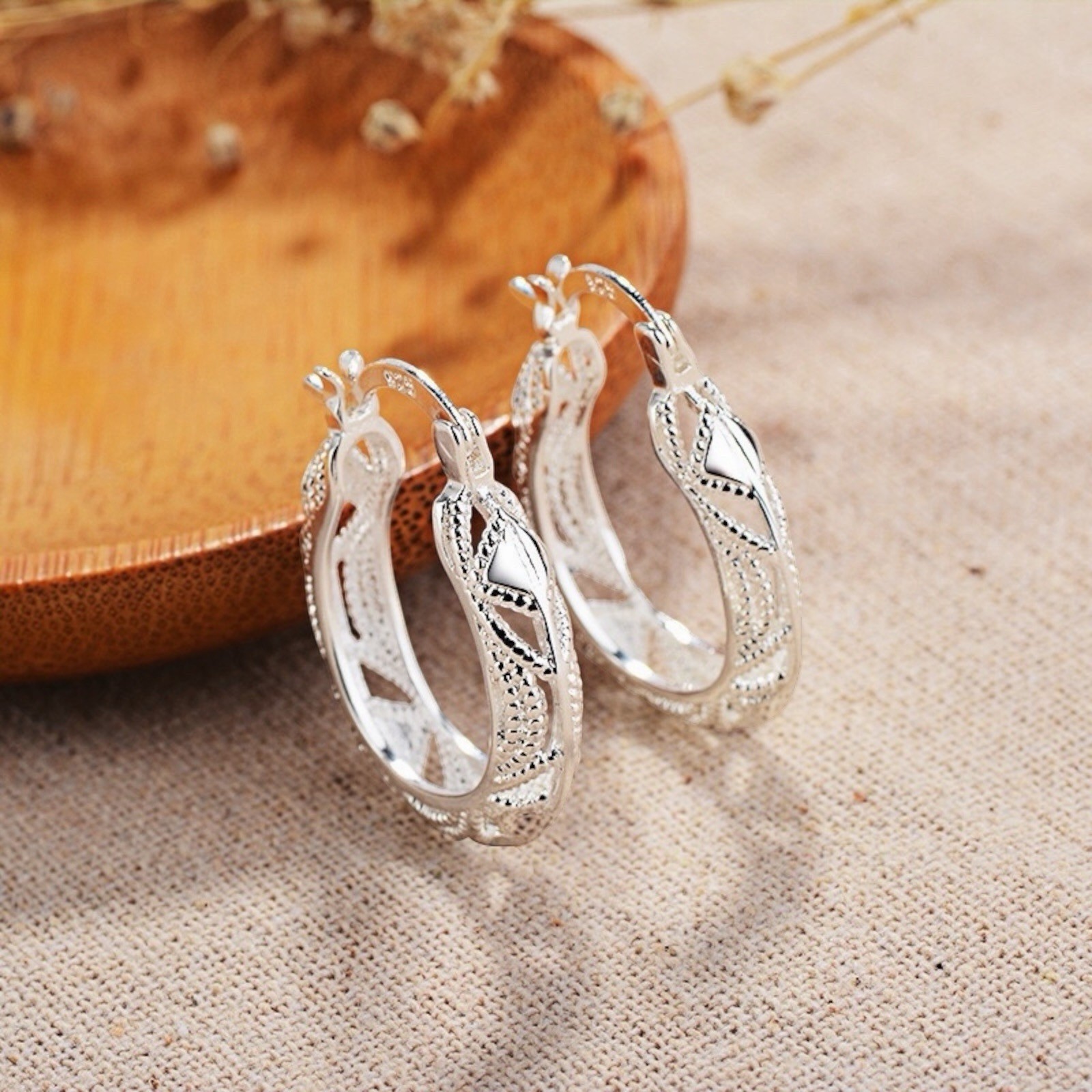 Elegant Jewelry 925 Silver Filled Hoop Earring Women Wedding Party Gift A51