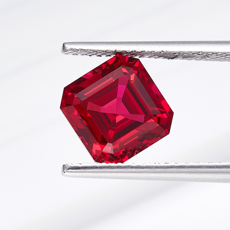 Hot Sale 0.5-10ct Asscher Cut Lab Grown Ruby Loose Gemstones for Jewelry Making
