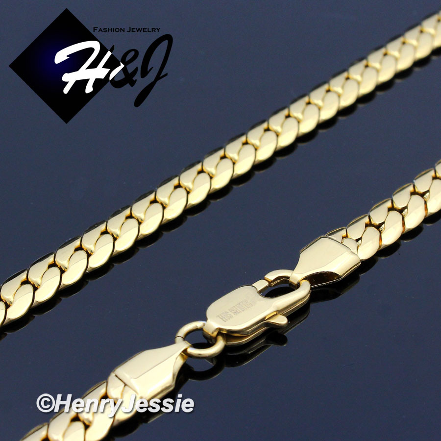 18-40″MEN Stainless Steel 3/4/5/6/8mm Gold Plated Miami Cuban Chain Necklace*155