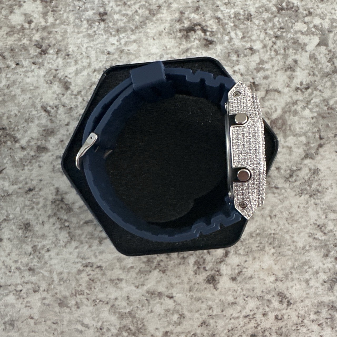 Iced Out Casio GSHOCK GA2100 MOD A5 CZ W/ Navy Blue Strap Brand New Box & Papers
