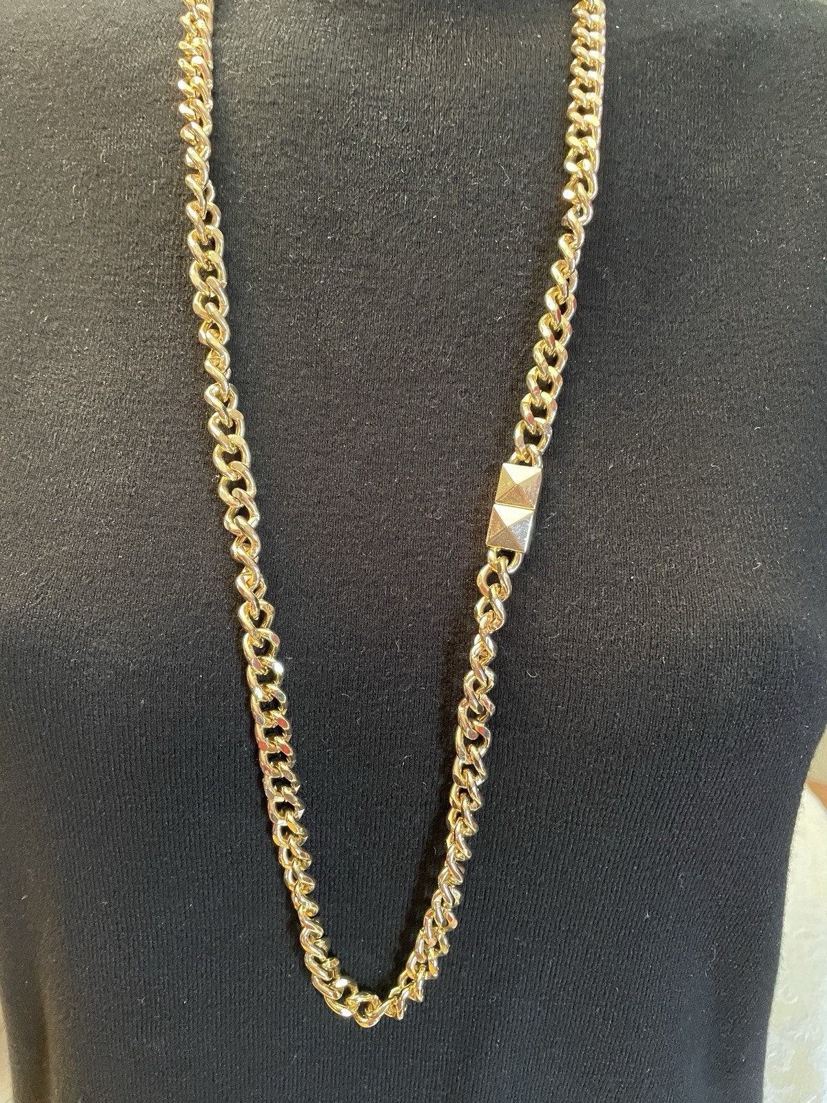 Fallon ? 36″ Heavy Goldplated Chain Necklace Magnetic Closure Cuban Link Style