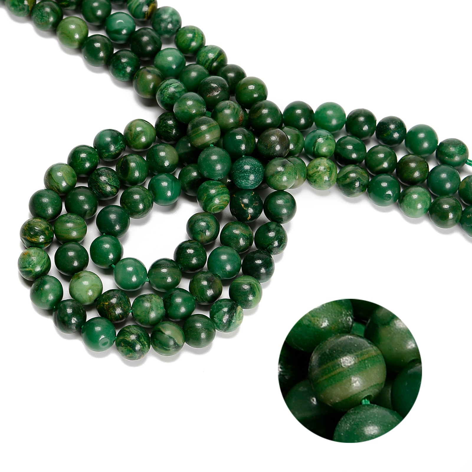 African Jade Smooth Round Beads 4mm 6mm 8mm 10mm 15.5″ Strand