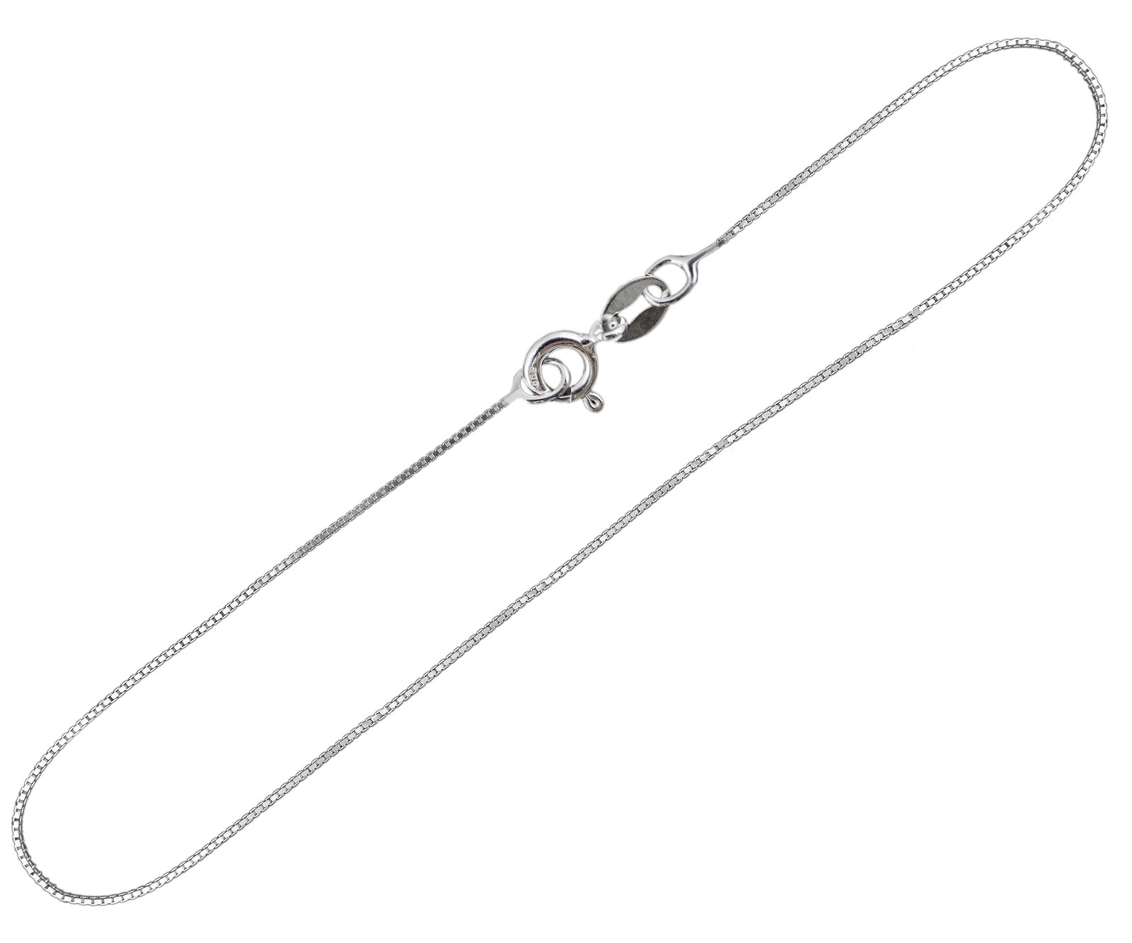 0.9mm Box Chain Necklace – 925 Sterling Silver – 16″, 18″, 20″, 22″, 24″, 30″