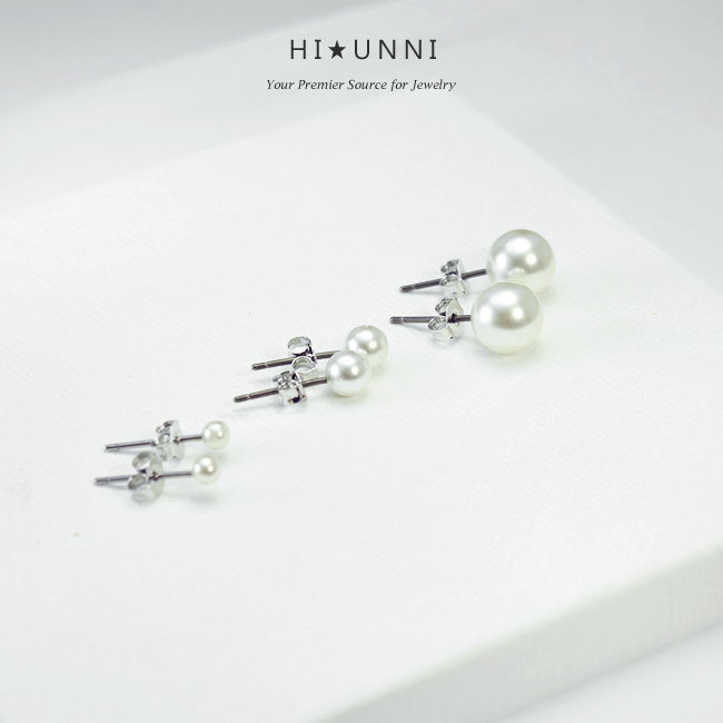 20g Titanium Pearl Earrings / wedding earrings / pearl ear studs /Sold as a pair