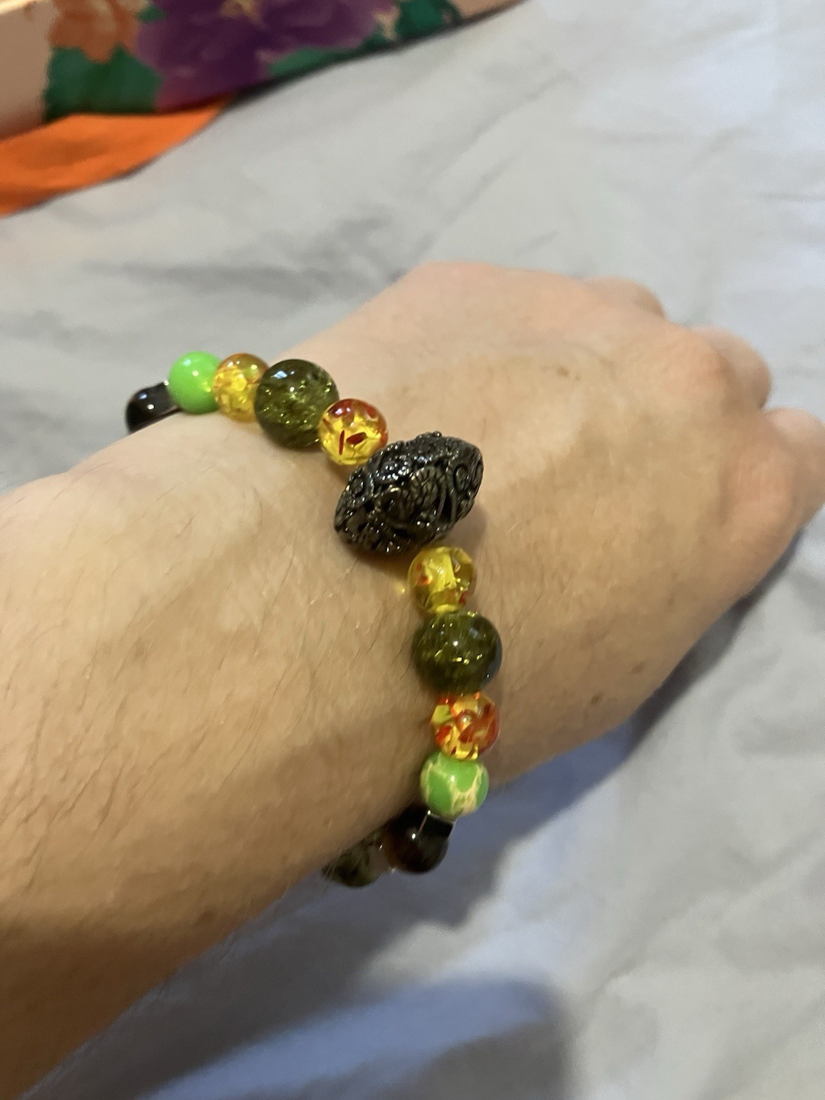 Autumn Colours Beaded Lava Stone Bracelet Essential oils aromatherapy