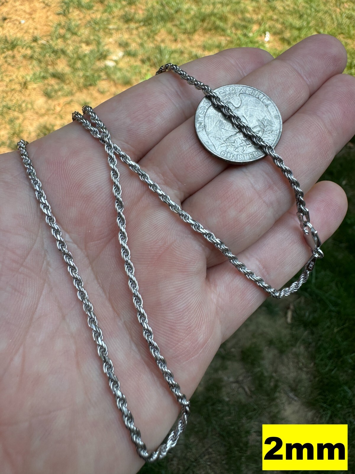 Real Solid 925 Silver W. Rhodium Finish Rope Chain 1.5-6mm Necklace Mens Ladies