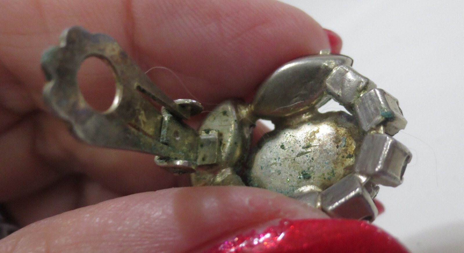 Vtg Foil Backed Pink Glass & AB Rhinestones Prong Set Clip Earrings