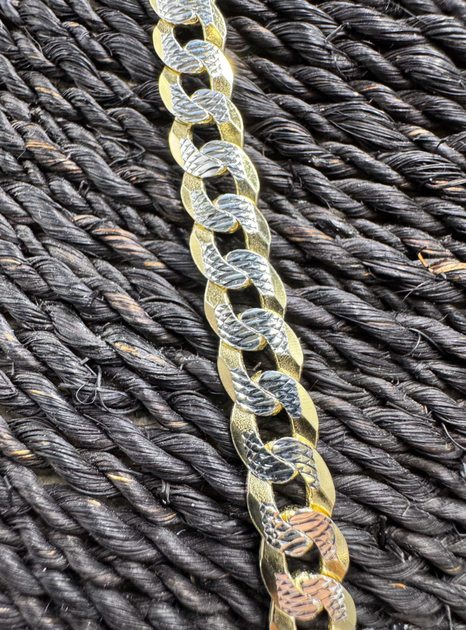 Men’s Cuban Chain Real 14k Gold Plated Solid 925 Silver Hip Hop ITALY 3-10mm