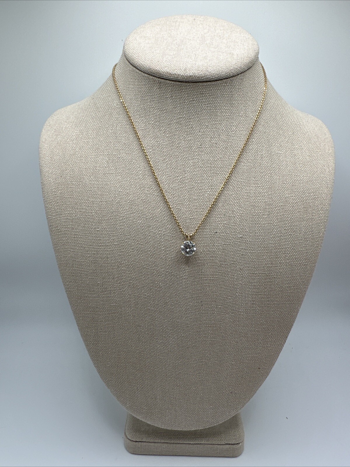 1/20 14k Gold Filled 7.7mm Cubic Zirconia Solitaire Necklace 16”