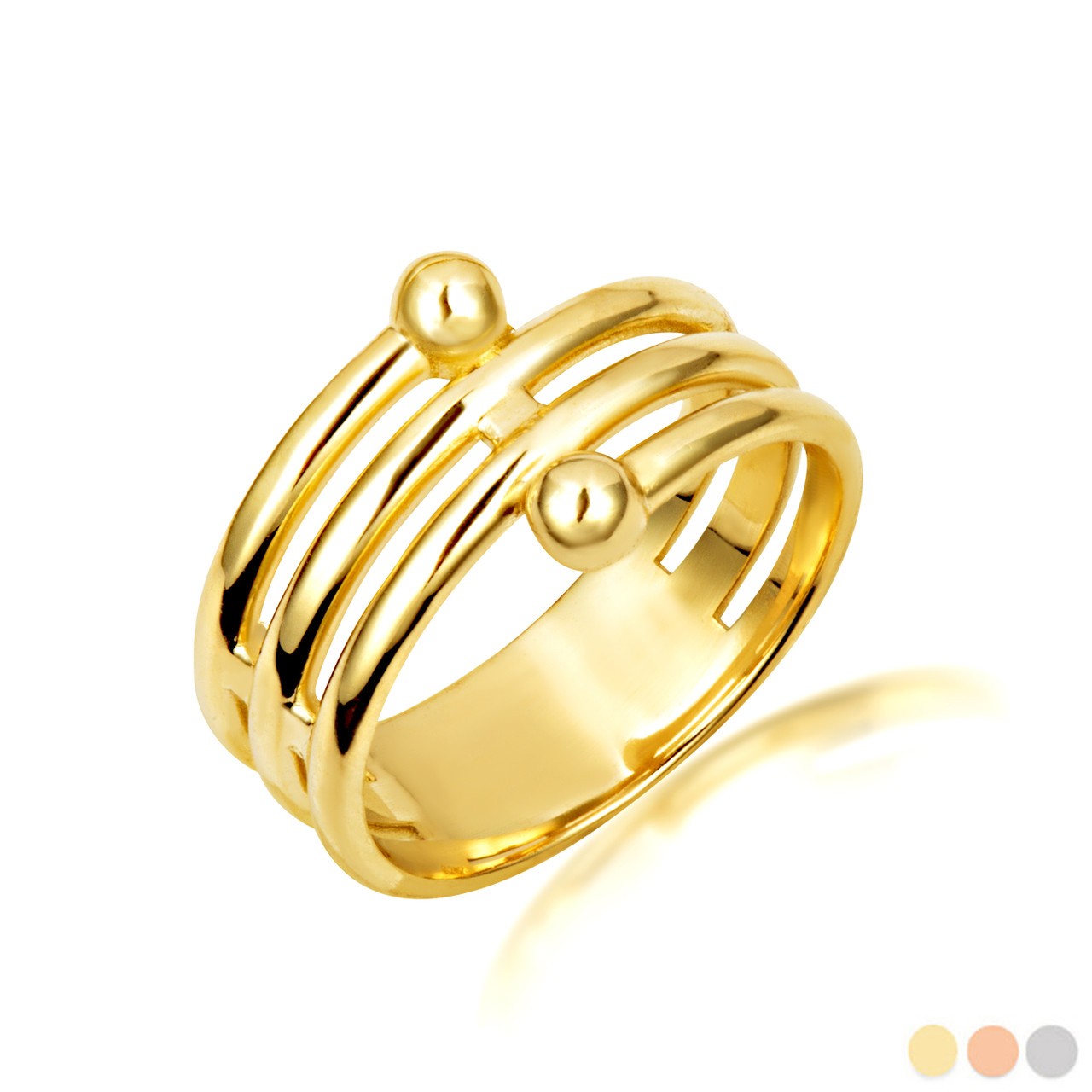 Gold Multi Row Beaded Band Ring (Available in Yellow/Rose/White Gold)
