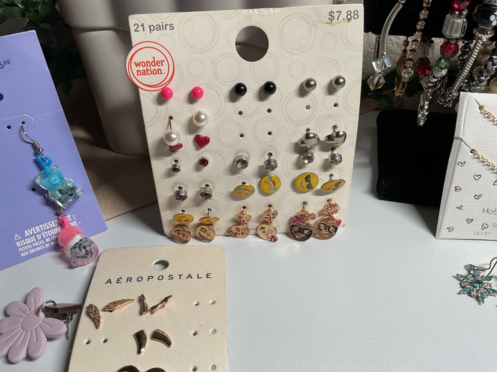 Teens kids young adults mixed jewlery lot of earrings, necklaces, bracelets
