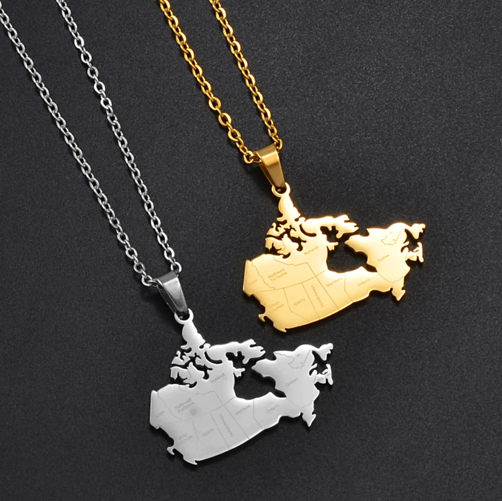 Canada Map with States Pendant Necklace