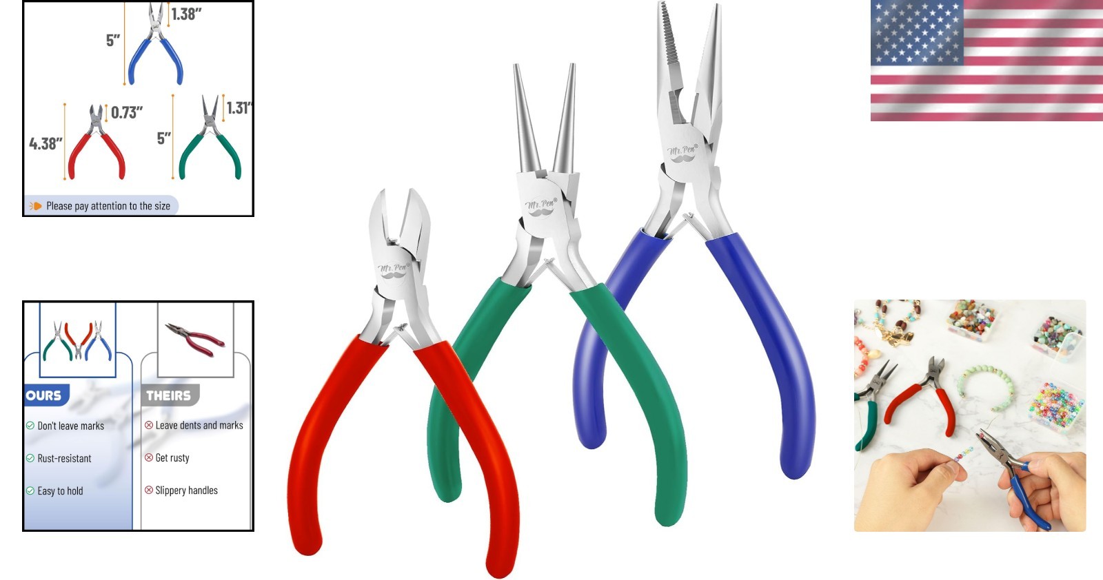 Ergonomic Jewelry Pliers Set – 3 Essential Tools for Crafting & Earring Making