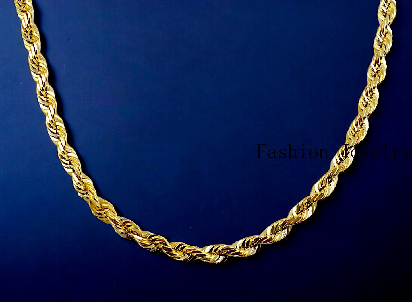 14K Yellow Gold Rope Chain Necklace Diamond Cut Real Gold 1mm-10mm 16″-30″