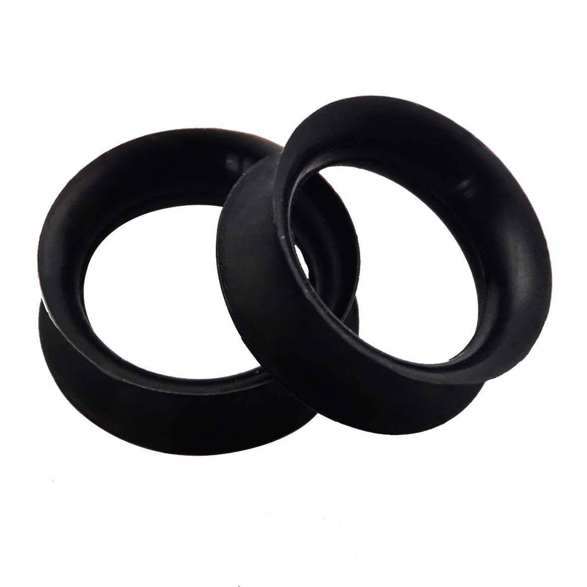 Pair Flexible Silicone Flesh Ear Tunnels Double Flat Flared Plugs Earlets Gauges