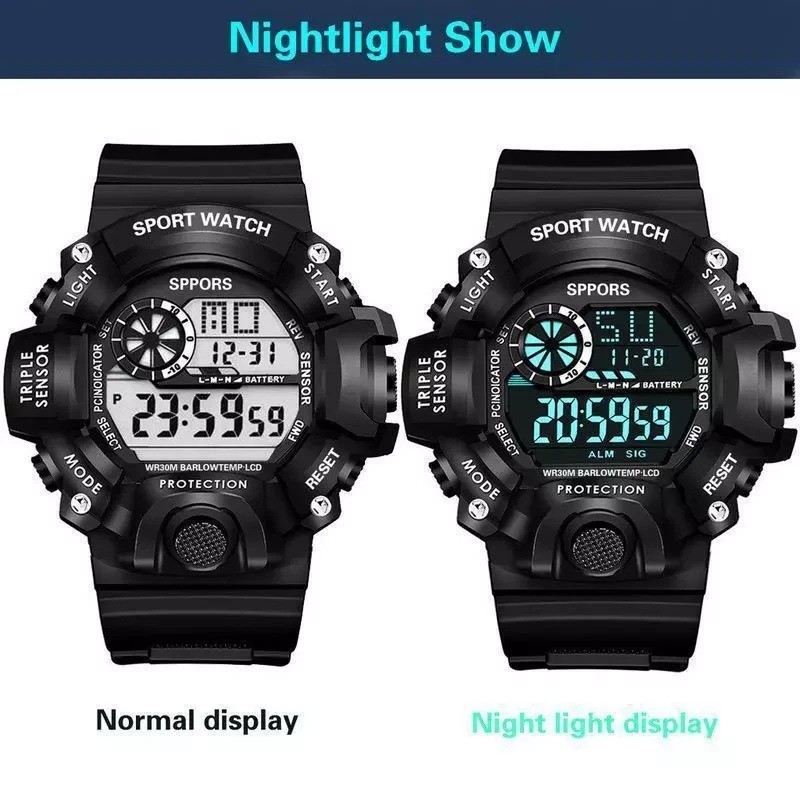 Men Waterproof Digital Sports Watch Military Tactical LED Backlight Wristwatch