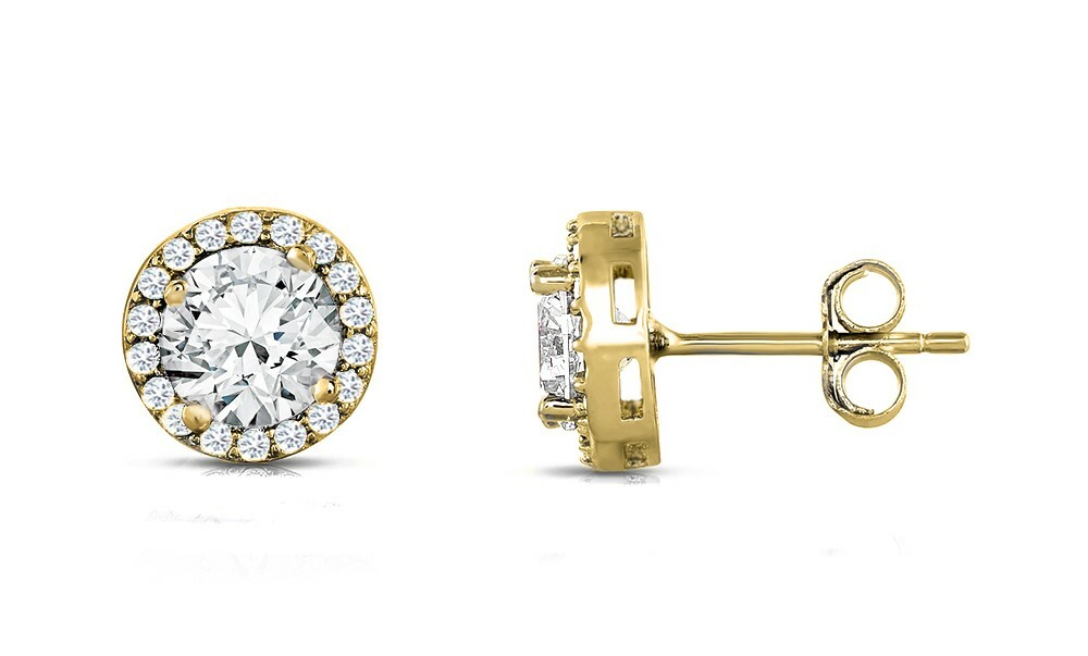 925 Sterling Silver Round Shaped Cubic Zirconia Stud EarringS – All Colors