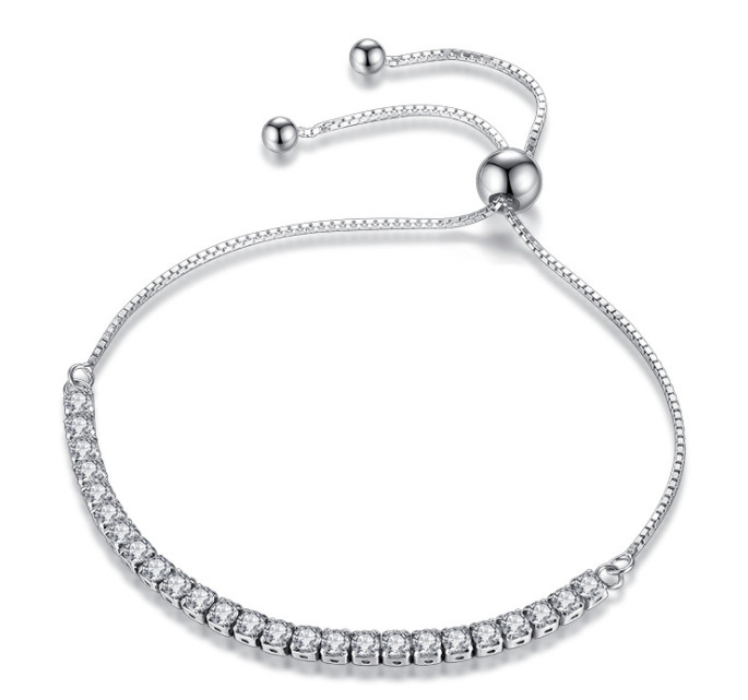 Sterling Silver Plated Adjustable CZ Bracelet