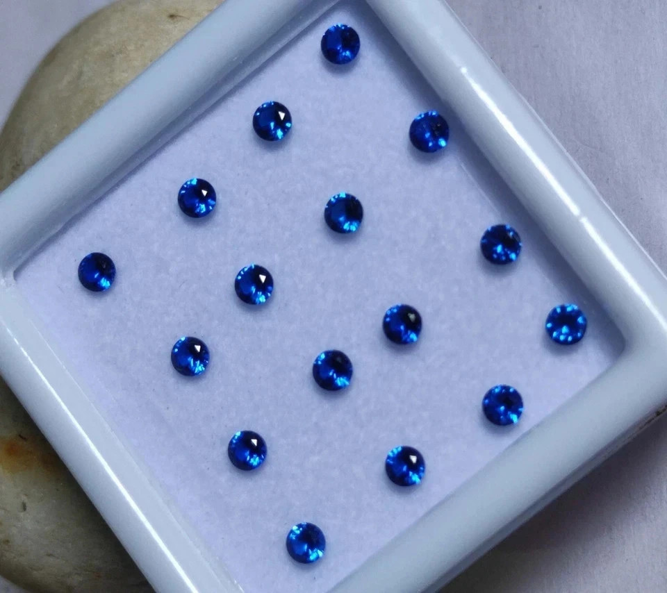 Natural 20 Pcs Lot 3 mm Round Cut Blue Color Sapphire Certified Loose Gemstone